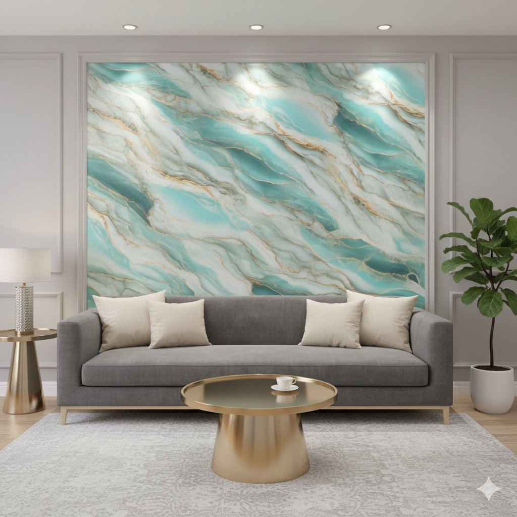 Ce papier peint (ou revêtement adhésif) présente un motif marbré ou d'agate spectaculaire et très coloré, avec un effet luxueux.
autocollant 10m*0.60cm – Image 2