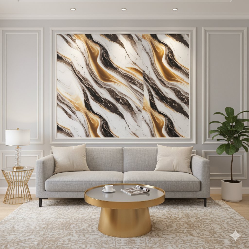 Ce papier peint (ou revêtement adhésif) présente un motif marbré abstrait et extrêmement luxueux avec un mouvement de vagues.
autocollant 10m*0.60cm – Image 2