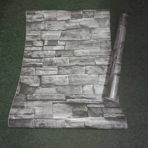 Papier Peint "Parement de Pierre Sèche Grise"
 Papier Peint Intissé Effet Parement de Pierre Sèche – Ton Gris Anthracite Industriel
autocollant 10m*0.45cm